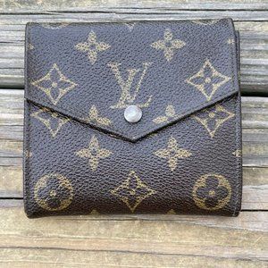 Vintage Louis Vuitton Wallet Bi Fold Brown Leather Designer Logo Purse Made in F